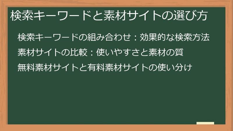 検索キーワードと素材サイトの選び方