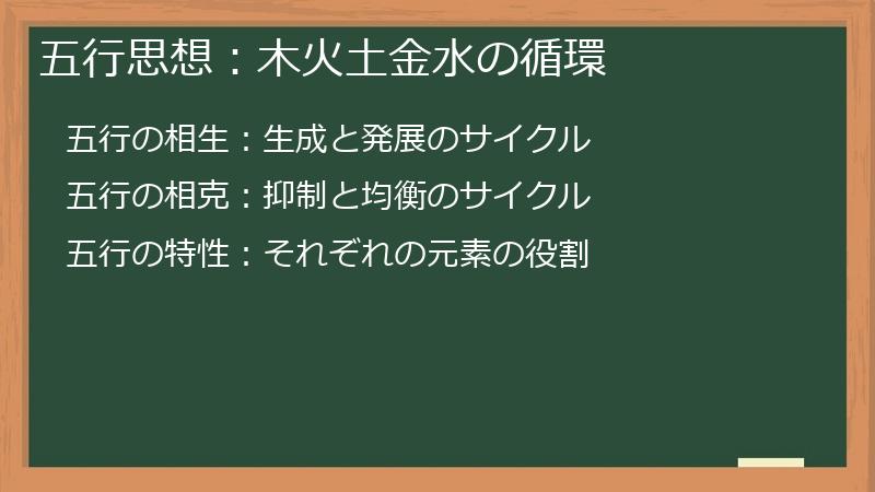 五行思想：木火土金水の循環