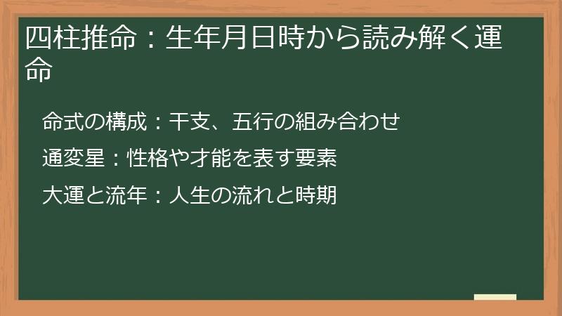 四柱推命：生年月日時から読み解く運命
