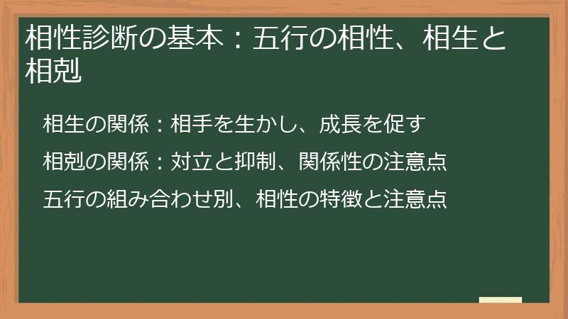 相性診断の基本：五行の相性、相生と相剋