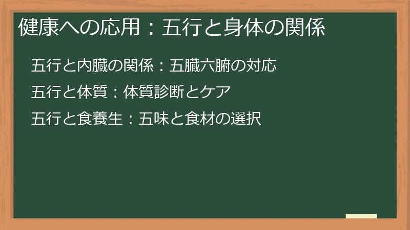 健康への応用：五行と身体の関係