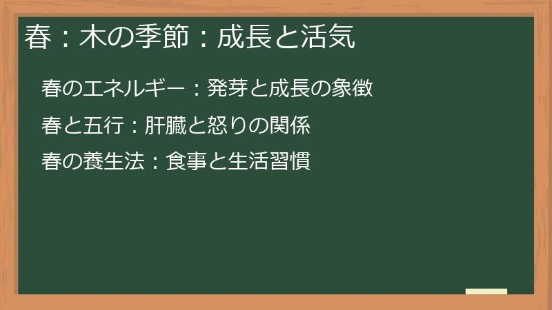 春：木の季節：成長と活気