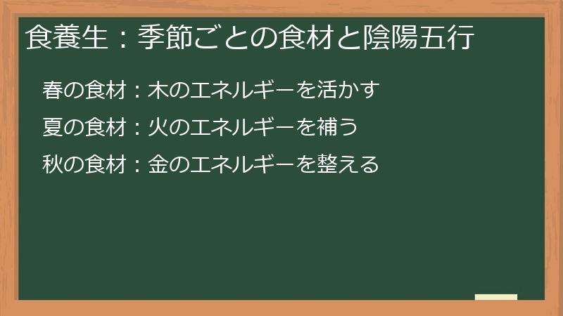 食養生：季節ごとの食材と陰陽五行