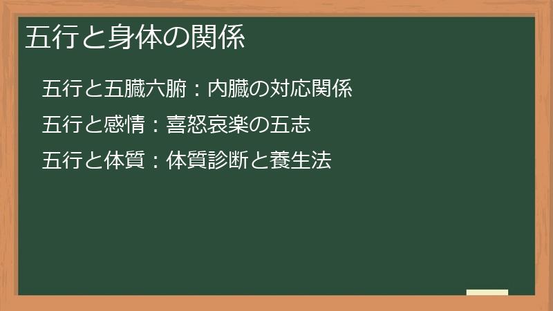 五行と身体の関係