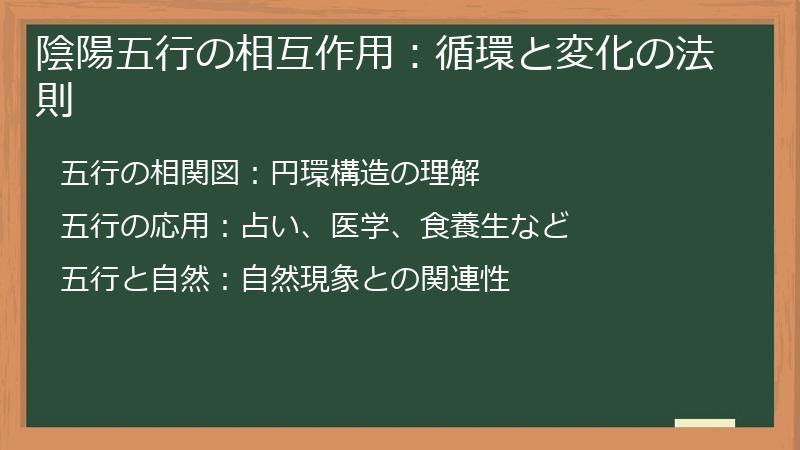 陰陽五行の相互作用：循環と変化の法則