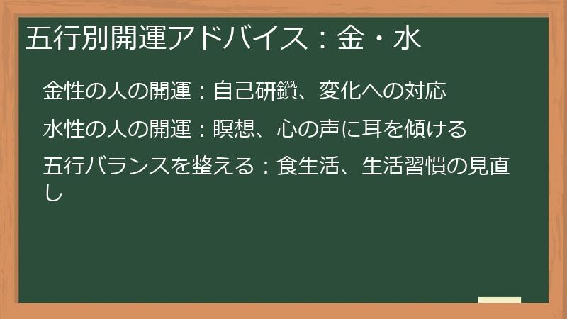 五行別開運アドバイス：金・水