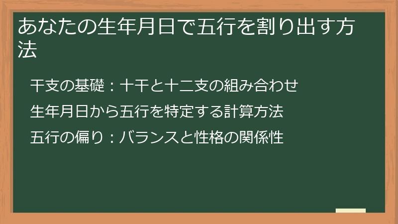 あなたの生年月日で五行を割り出す方法