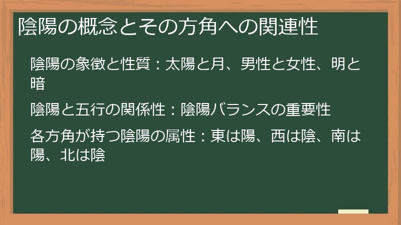 陰陽の概念とその方角への関連性
