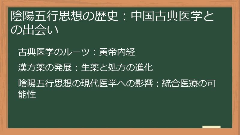 陰陽五行思想の歴史：中国古典医学との出会い