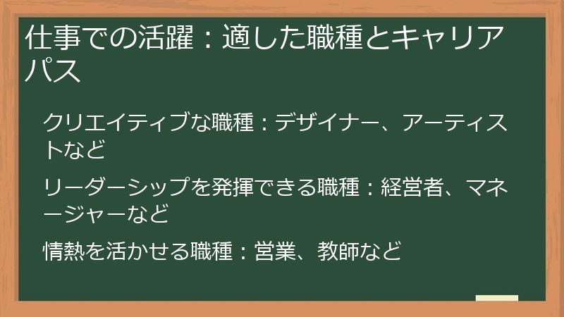 仕事での活躍：適した職種とキャリアパス