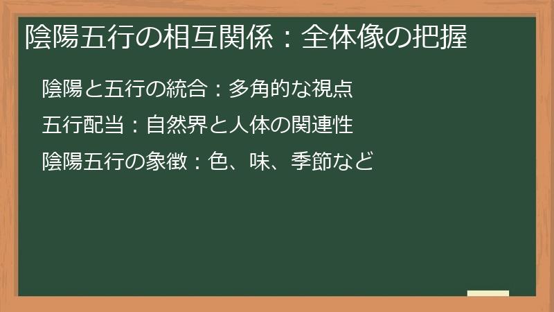陰陽五行の相互関係：全体像の把握