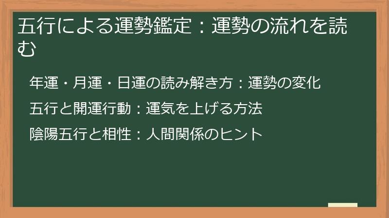 五行による運勢鑑定：運勢の流れを読む