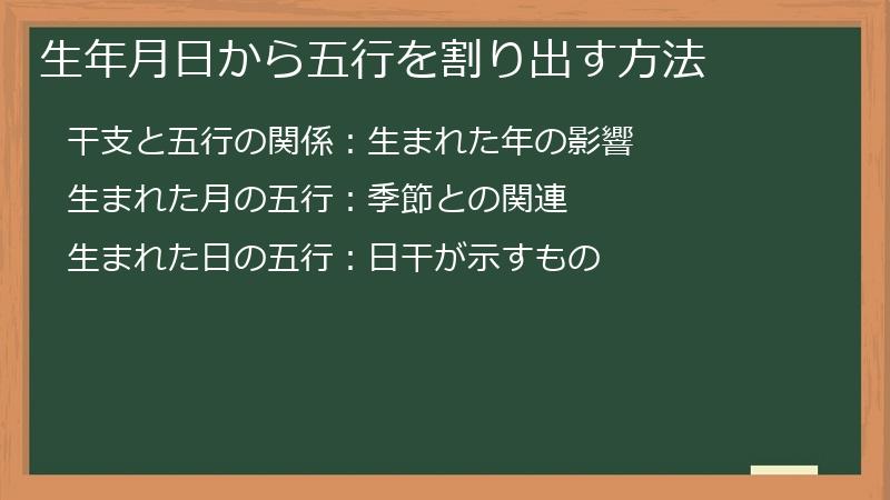 生年月日から五行を割り出す方法