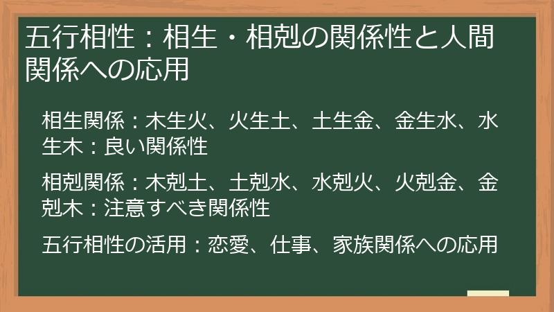 五行相性：相生・相剋の関係性と人間関係への応用