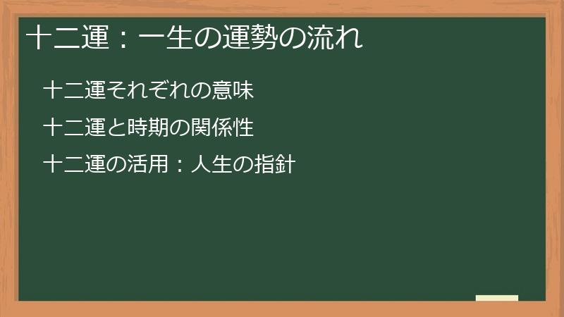 十二運：一生の運勢の流れ