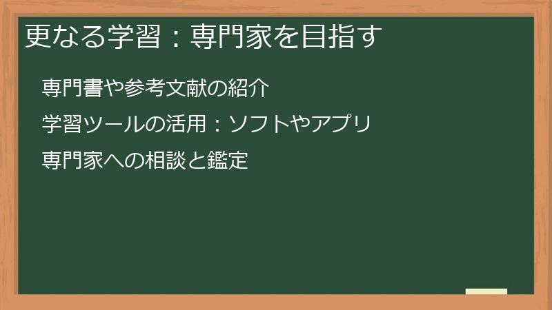 更なる学習：専門家を目指す
