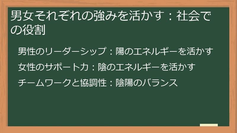 男女それぞれの強みを活かす：社会での役割