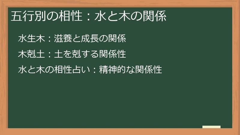 五行別の相性:水と木の関係