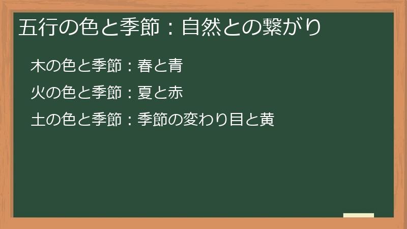 五行の色と季節：自然との繋がり