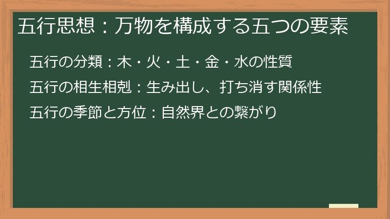 五行思想：万物を構成する五つの要素