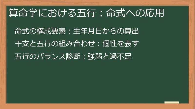 算命学における五行：命式への応用