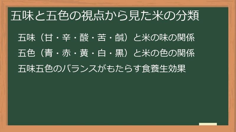 五味と五色の視点から見た米の分類
