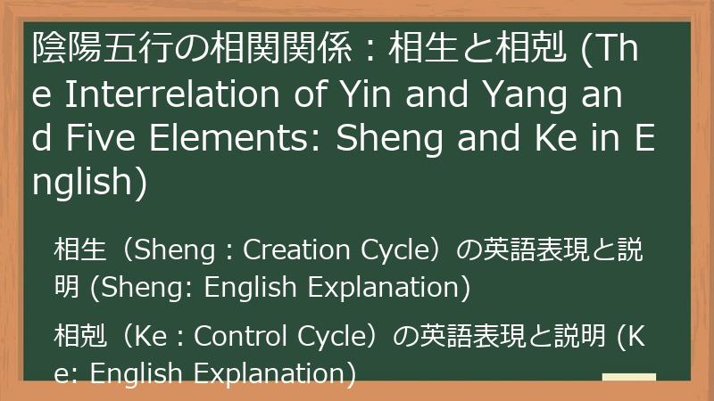 陰陽五行の相関関係：相生と相剋 (The Interrelation of Yin and Yang and Five Elements: Sheng and Ke in English)