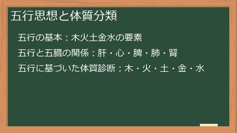 五行思想と体質分類