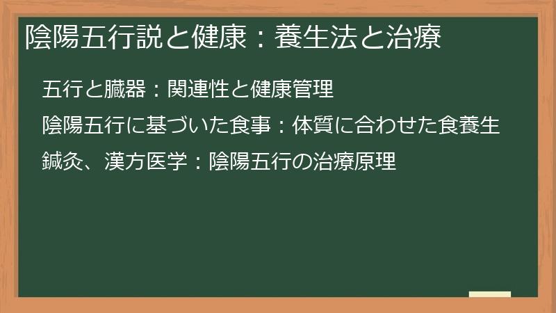陰陽五行説と健康：養生法と治療