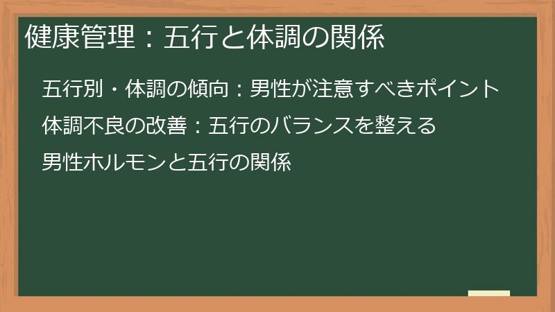 健康管理：五行と体調の関係