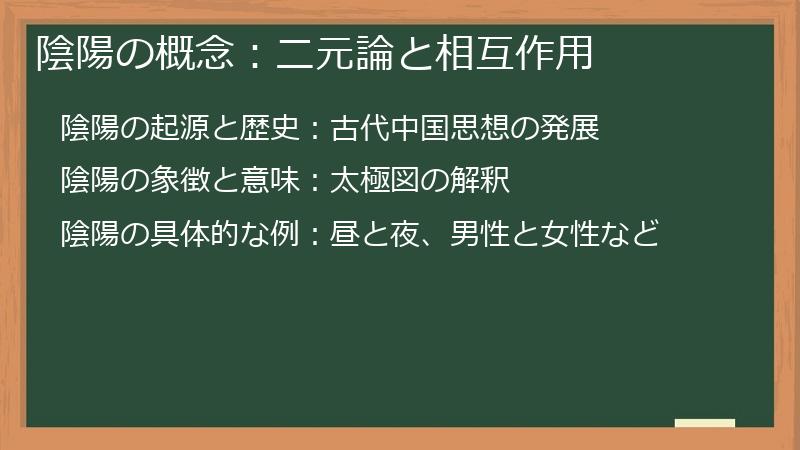 陰陽の概念：二元論と相互作用