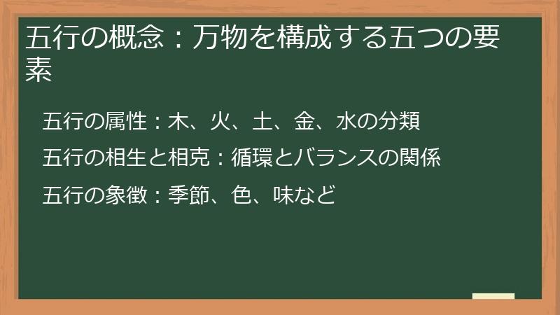 五行の概念：万物を構成する五つの要素