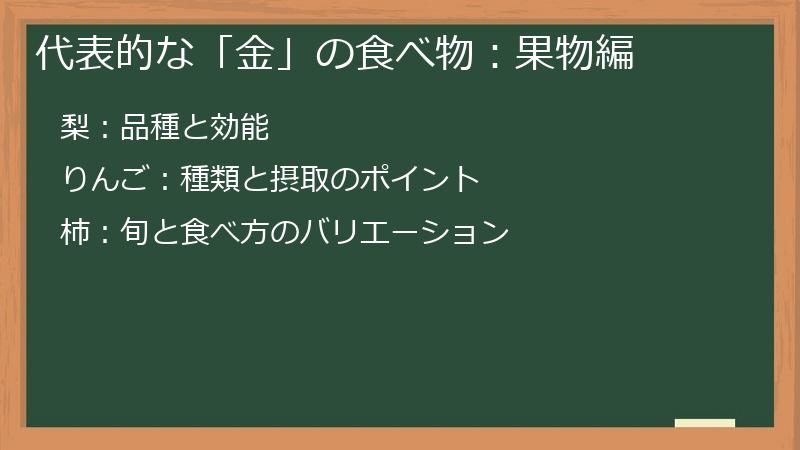 代表的な「金」の食べ物：果物編