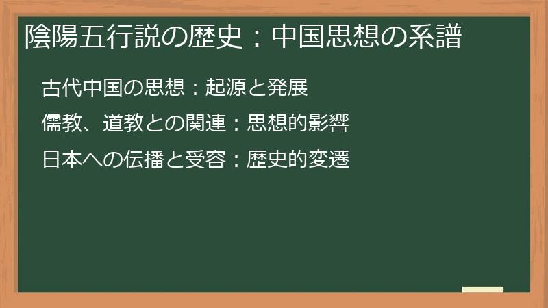 陰陽五行説の歴史：中国思想の系譜