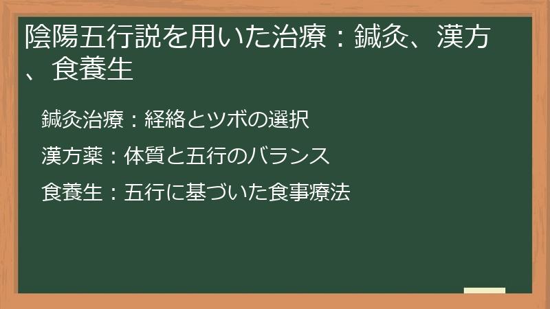 陰陽五行説を用いた治療:鍼灸、漢方、食養生