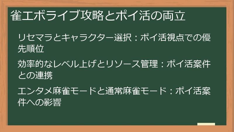 雀エボライブ攻略とポイ活の両立