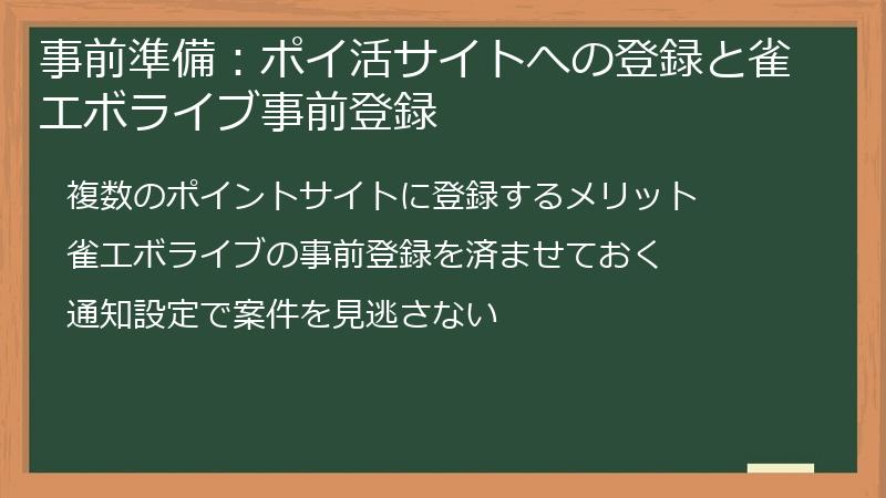 事前準備：ポイ活サイトへの登録と雀エボライブ事前登録