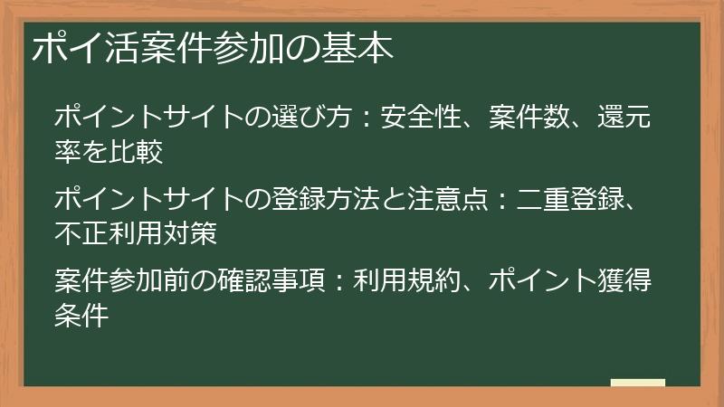 ポイ活案件参加の基本