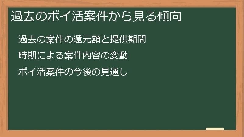 過去のポイ活案件から見る傾向