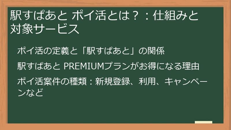 駅すぱあと ポイ活とは？：仕組みと対象サービス
