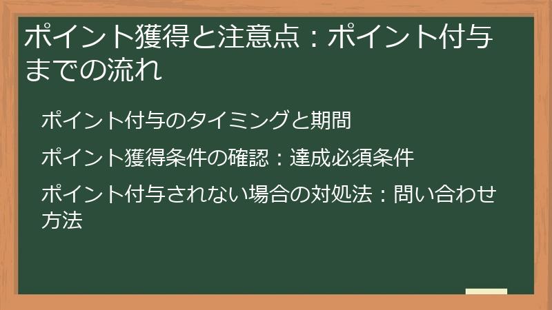 ポイント獲得と注意点：ポイント付与までの流れ