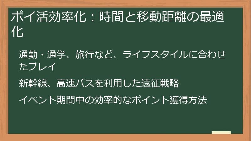 ポイ活効率化：時間と移動距離の最適化