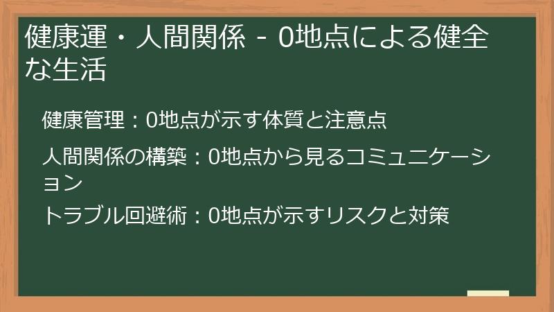 健康運・人間関係 - 0地点による健全な生活