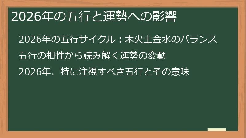 2026年の五行と運勢への影響