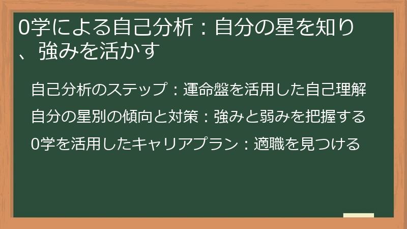0学による自己分析：自分の星を知り、強みを活かす