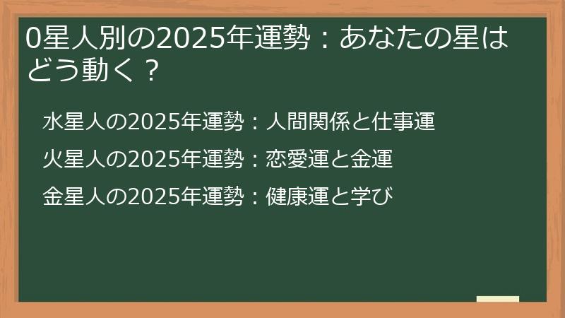 0星人別の2025年運勢：あなたの星はどう動く？