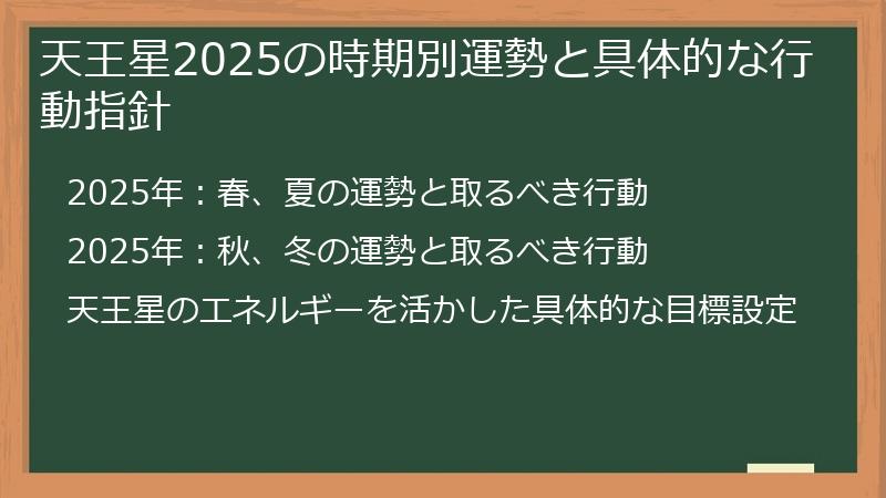 天王星2025の時期別運勢と具体的な行動指針