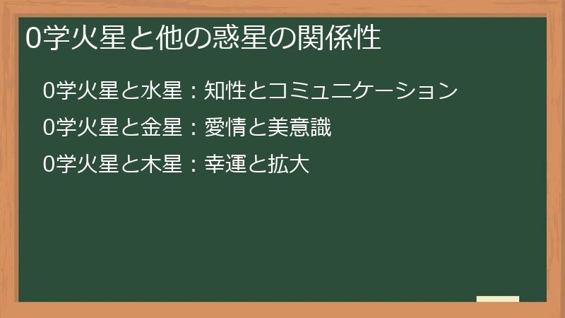 0学火星と他の惑星の関係性