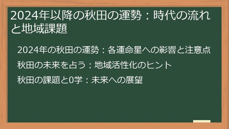 2024年以降の秋田の運勢：時代の流れと地域課題