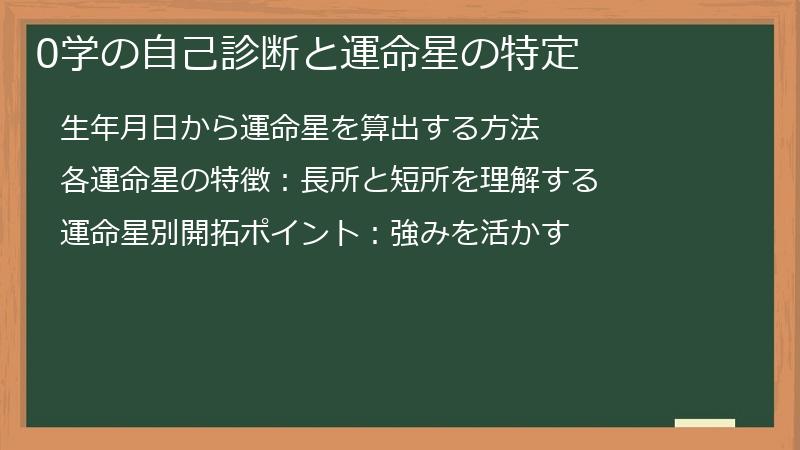 0学の自己診断と運命星の特定